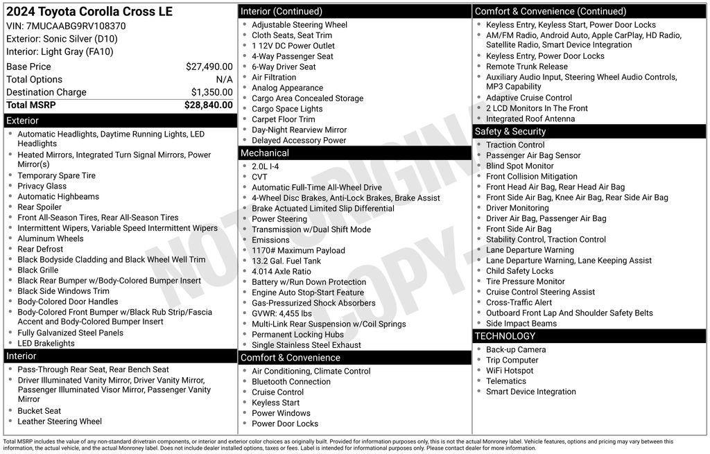 Certified 2024 Toyota Corolla Cross LE AWD/4WD image 2