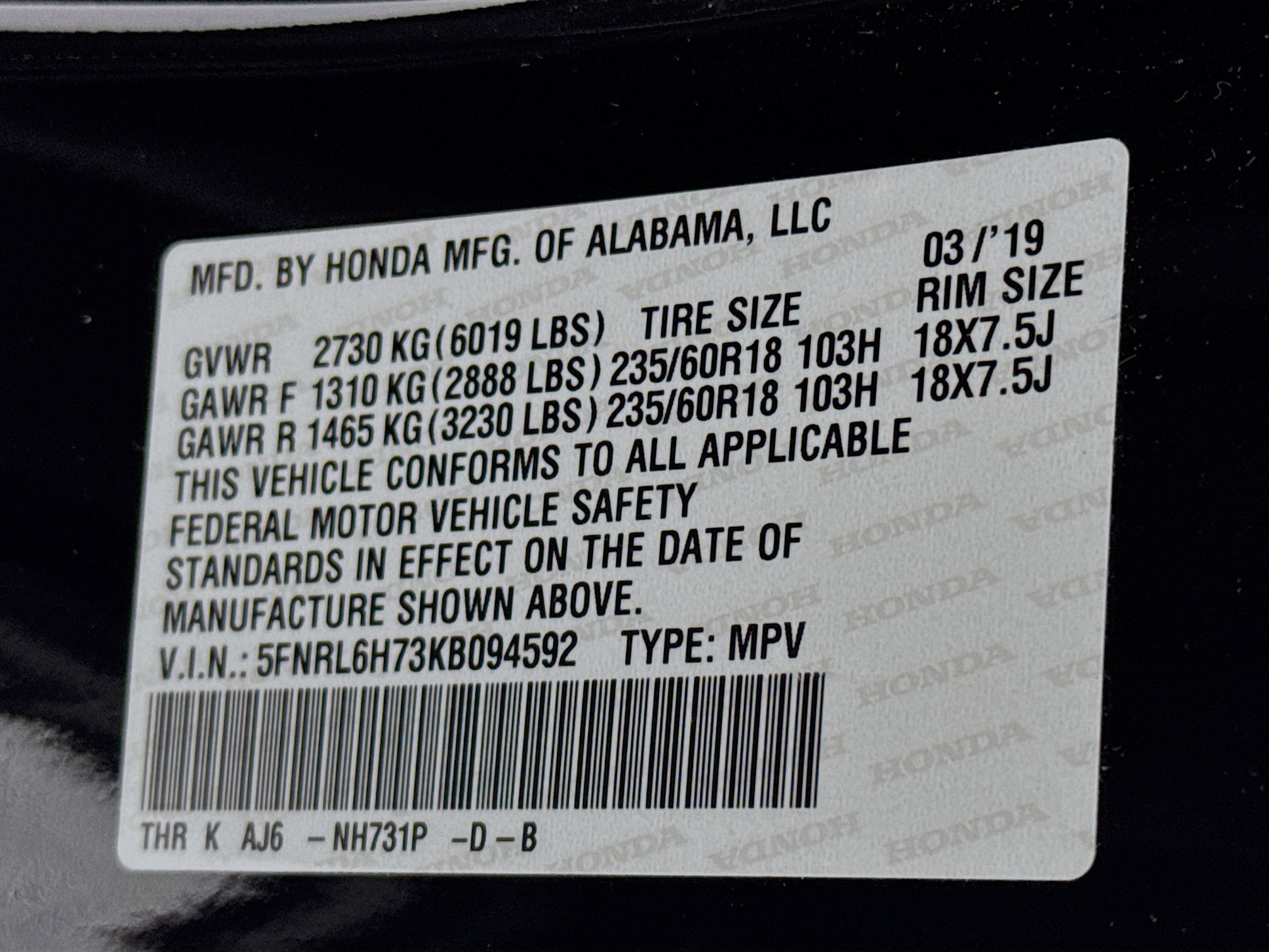 Certified 2019 Honda Odyssey EX-L image 35
