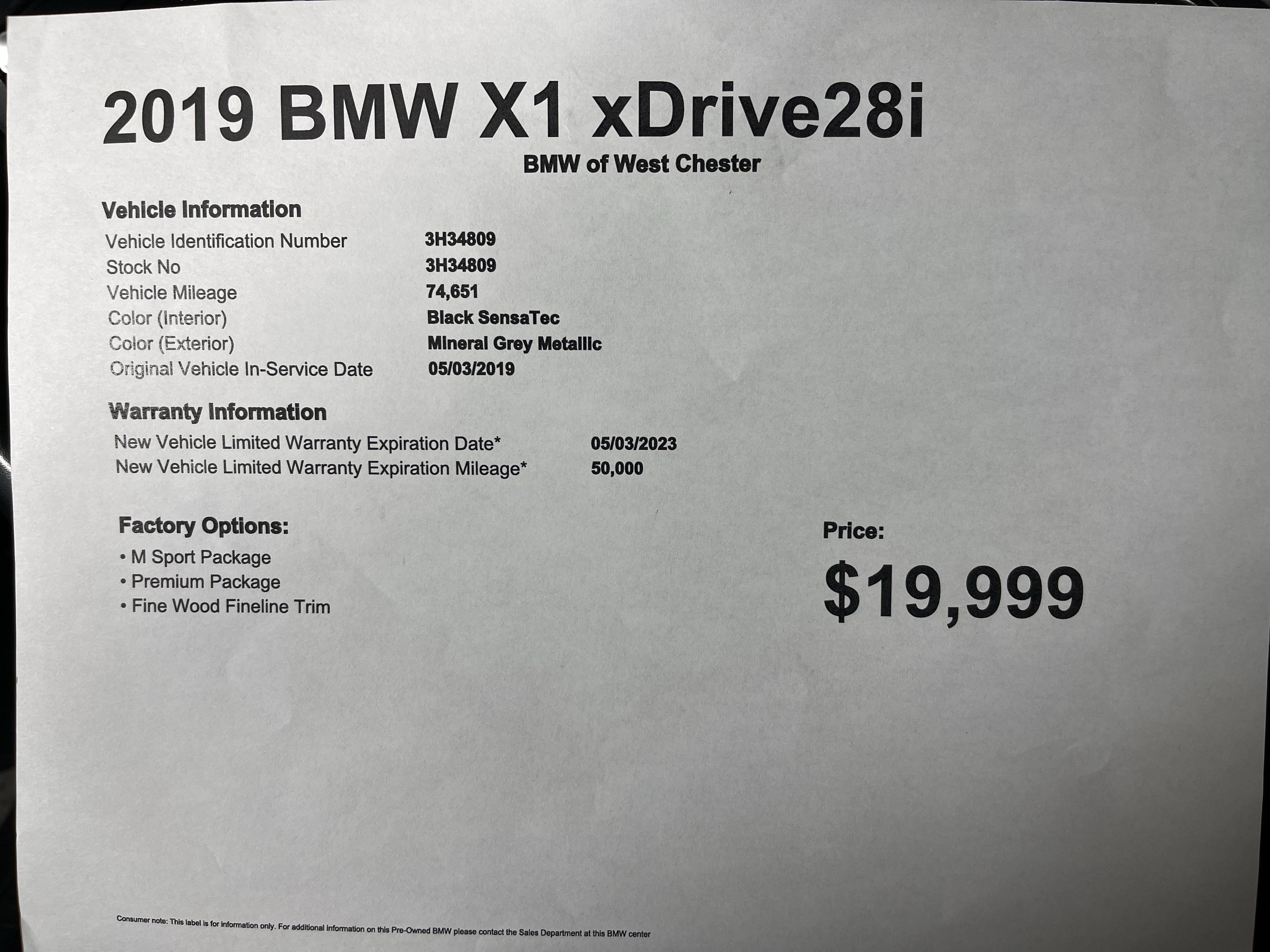 Used 2019 BMW X1 xDrive28i image 20