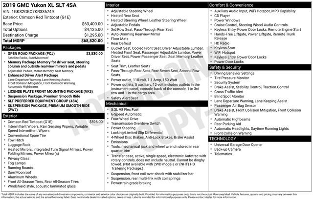 Used 2019 GMC Yukon XL SLT w/ Open Road Package AWD/4WD image 4