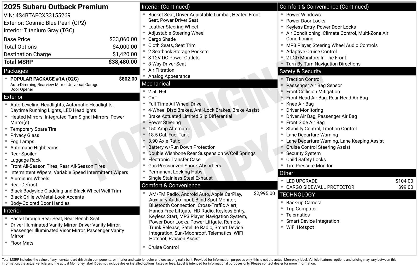 Certified 2025 Subaru Outback Premium w/ Popular Package #1A image 22