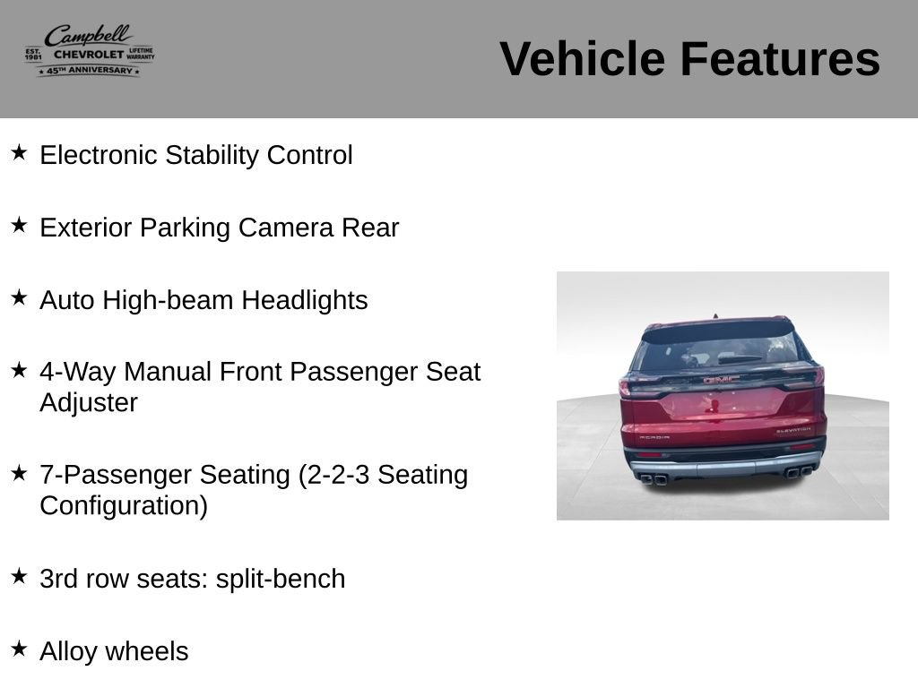 Used 2026 GMC Acadia Elevation w/ Elevation Premium Package FWD image 10
