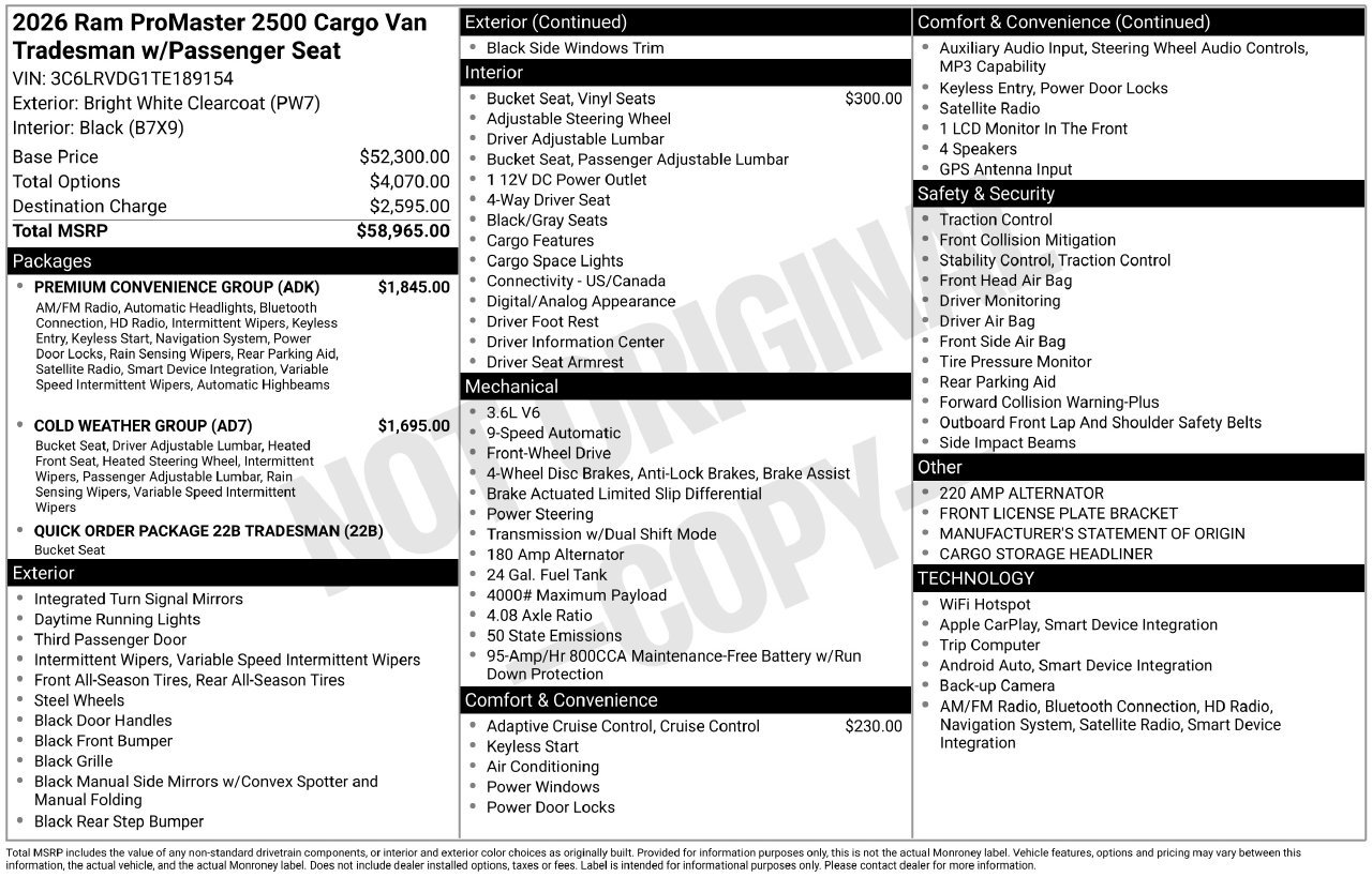 New 2026 RAM ProMaster 2500 w/ Premium Convenience Group FWD image 32