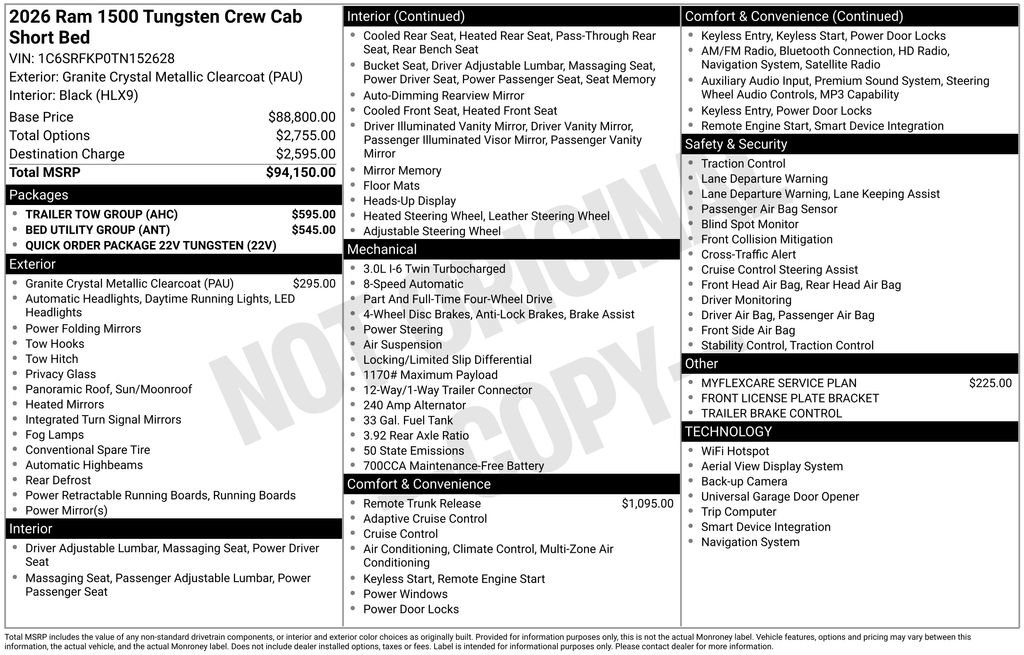 New 2026 RAM 1500 Tungsten w/ Trailer Tow Group AWD/4WD image 46