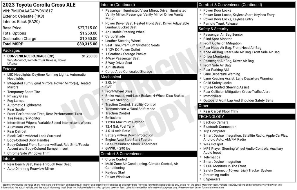 Used 2023 Toyota Corolla Cross XLE w/ Convenience Package FWD image 7