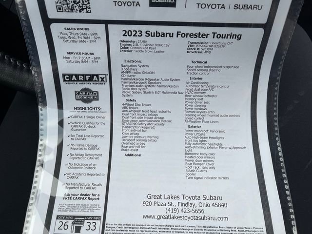 Certified 2023 Subaru Forester Touring w/ Popular Package #2 AWD/4WD image 27