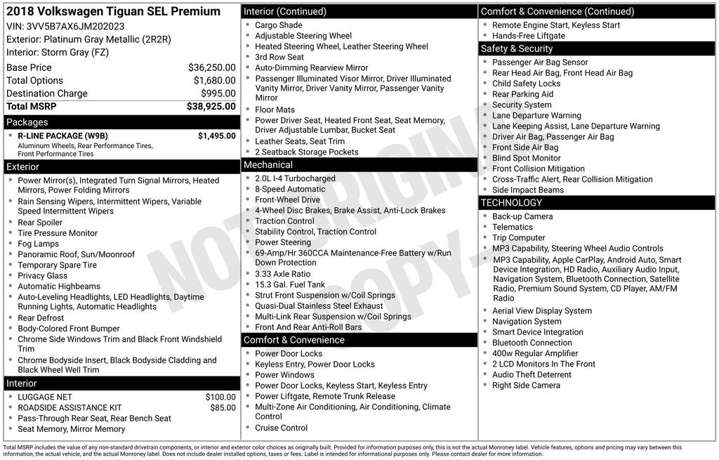 Used 2018 Volkswagen Tiguan SEL Premium w/ R-Line Package FWD image 27