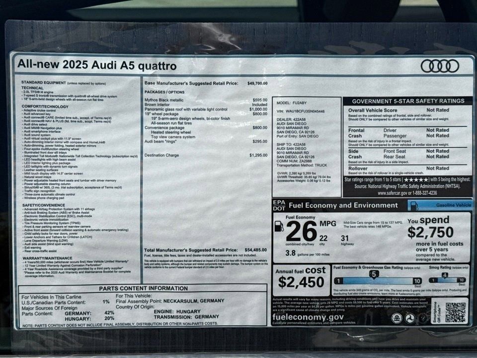 Used 2025 Audi A5 2.0T Premium w/ Convenience Package image 21