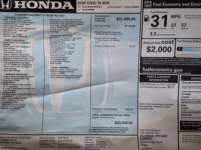 New 2026 Honda Civic Si image 17