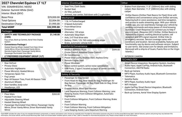 New 2027 Chevrolet Equinox LT w/ Safety and Technology Package FWD image 4