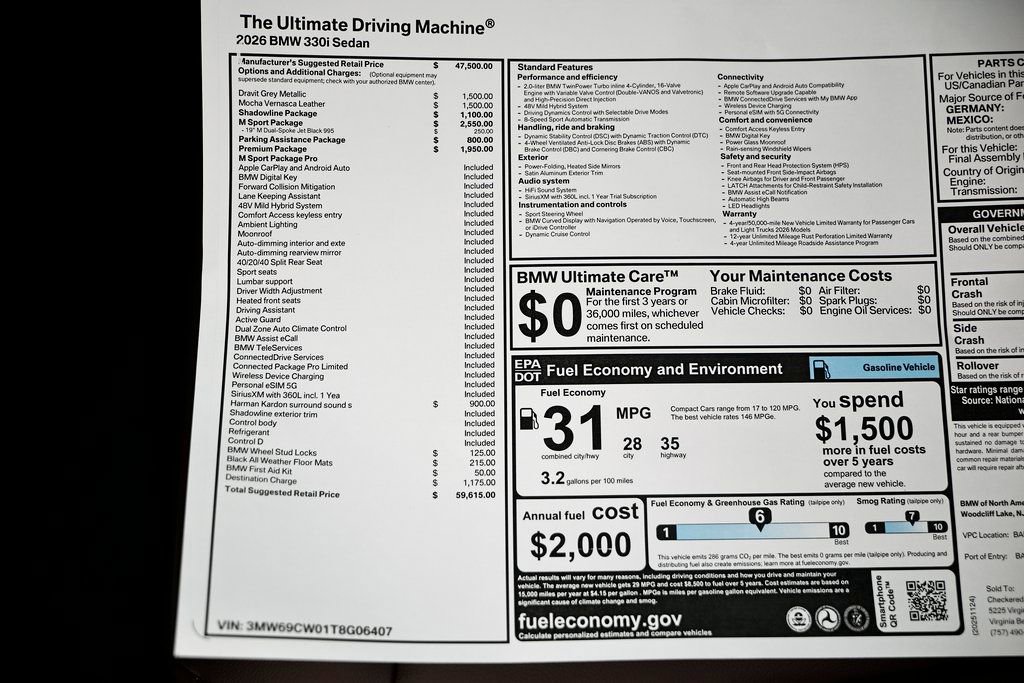 Used 2026 BMW 330i Sedan w/ M Sport Package image 39