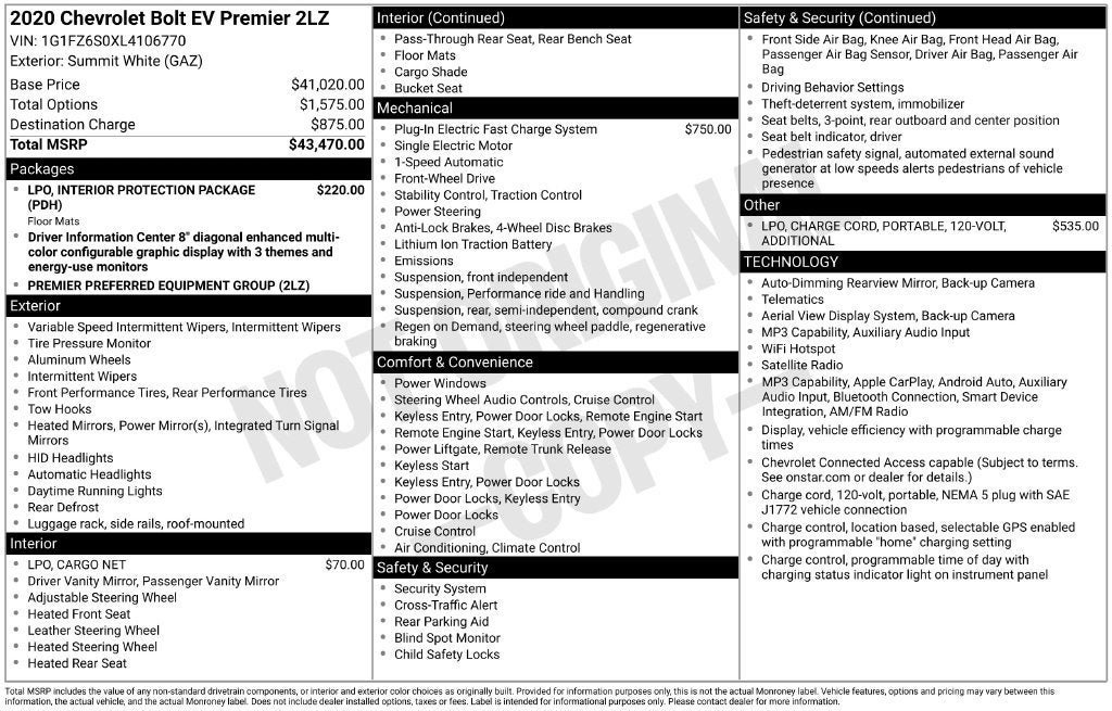 Used 2020 Chevrolet Bolt Premier FWD image 3