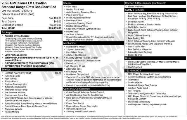 Certified 2026 GMC Sierra EV Elevation AWD/4WD image 43