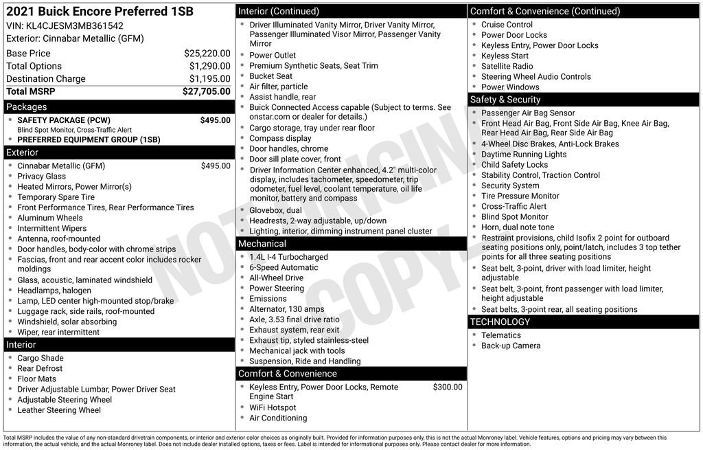 Certified 2021 Buick Encore Preferred w/ Safety Package AWD/4WD image 34