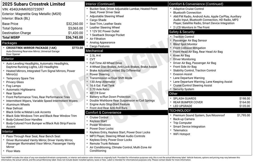 Certified 2025 Subaru Crosstrek 2.5i Limited w/ Crosstrek Mirror Package image 26