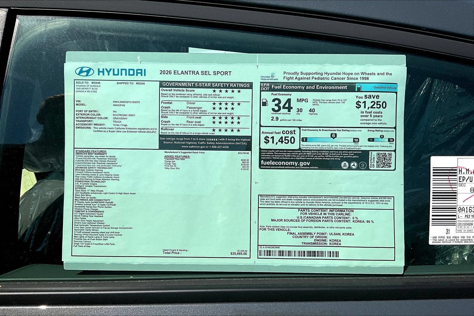New 2026 Hyundai Elantra Sport FWD image 17