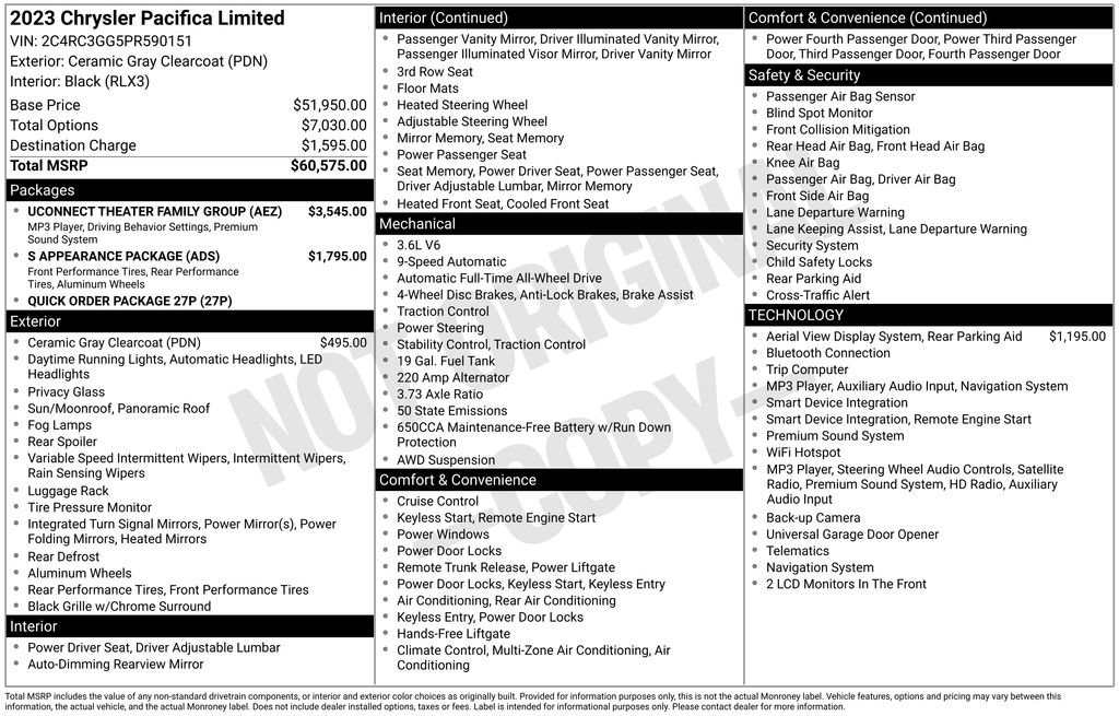Used 2023 Chrysler Pacifica Limited w/ Uconnect Theater Family Group AWD/4WD image 58