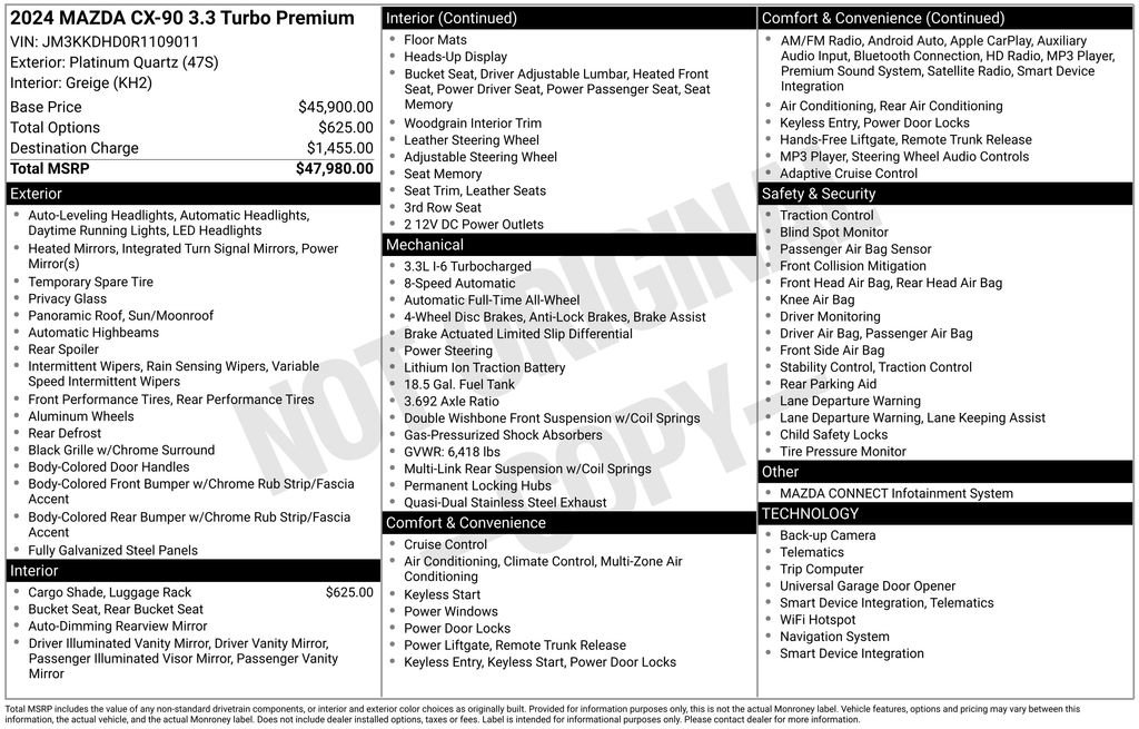 Certified 2024 MAZDA CX-90 3.3 Turbo w/ Premium Package image 5