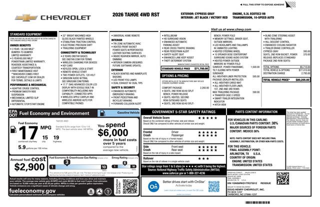 New 2026 Chevrolet Tahoe RST w/ Comfort Package AWD/4WD image 3