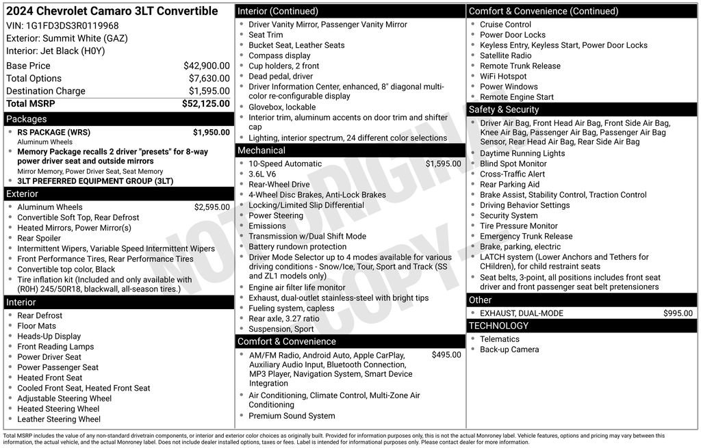 Used 2024 Chevrolet Camaro LT w/ RS Package image 21