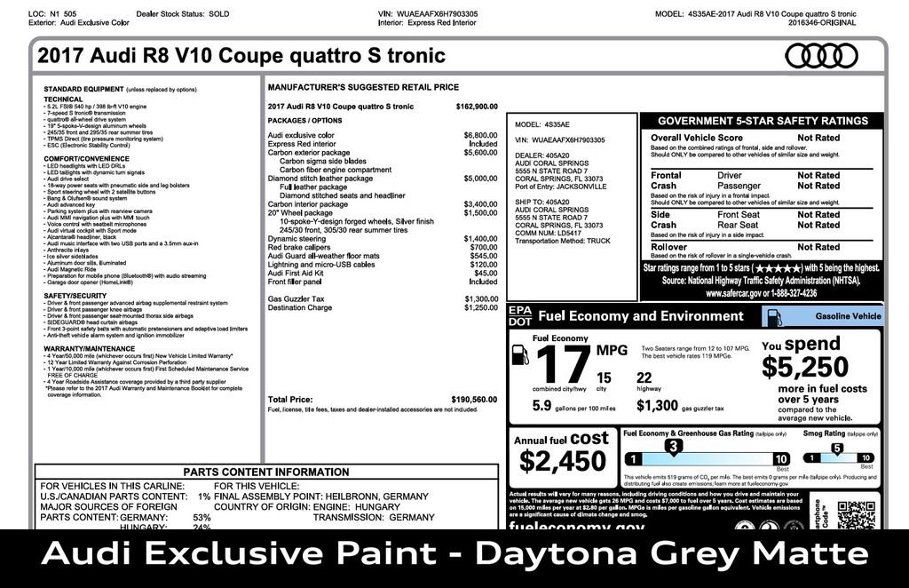 Used 2017 Audi R8 V10 w/ Carbon Exterior Package image 26