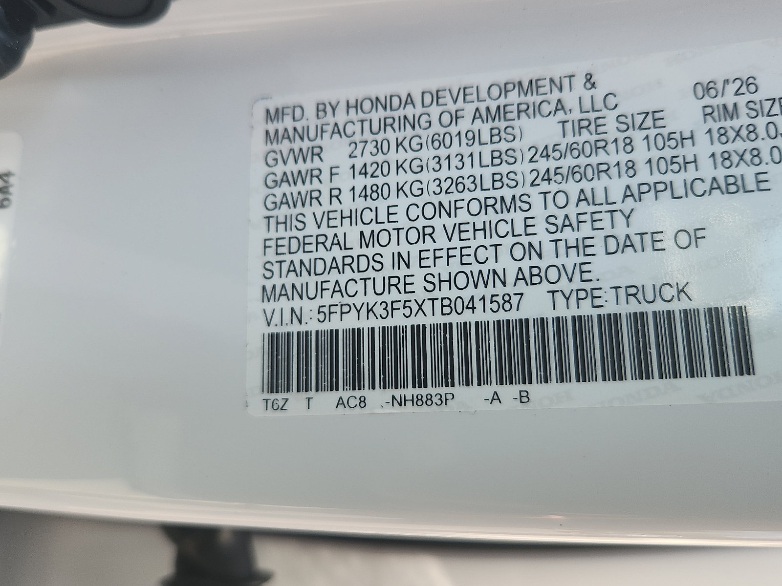 New 2026 Honda Ridgeline RTL image 18