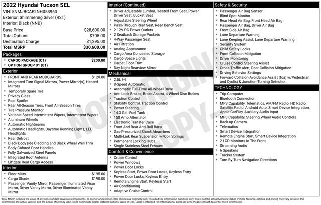 Used 2022 Hyundai Tucson SEL w/ Cargo Package AWD/4WD image 42
