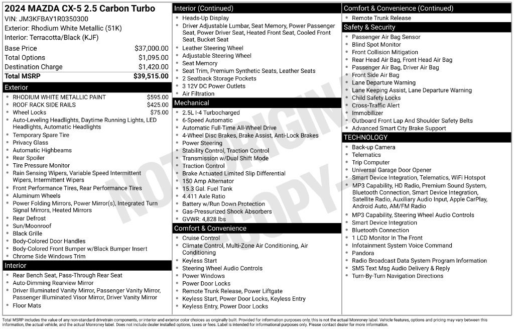 Used 2024 MAZDA CX-5 Carbon Edition AWD/4WD image 6