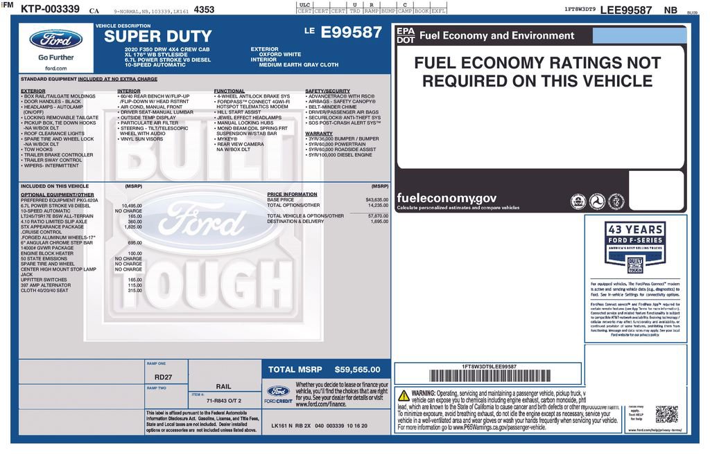 Used 2020 Ford F350 XL w/ STX Appearance Package image 53