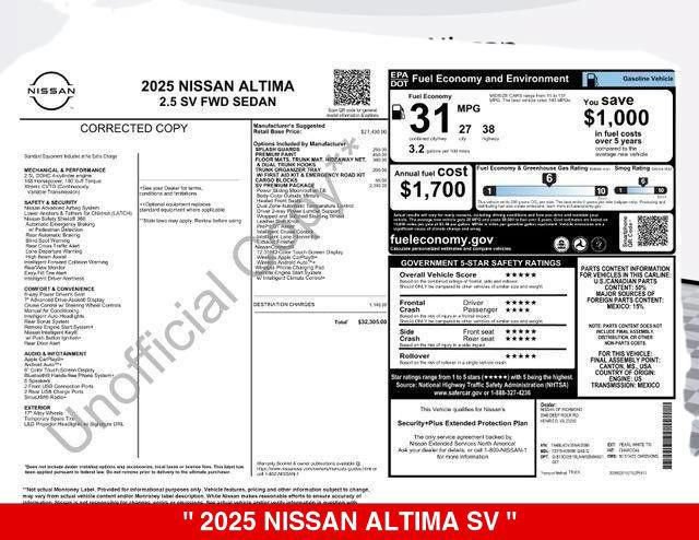 New 2025 Nissan Altima 2.5 SV w/ SV Premium Package FWD image 6