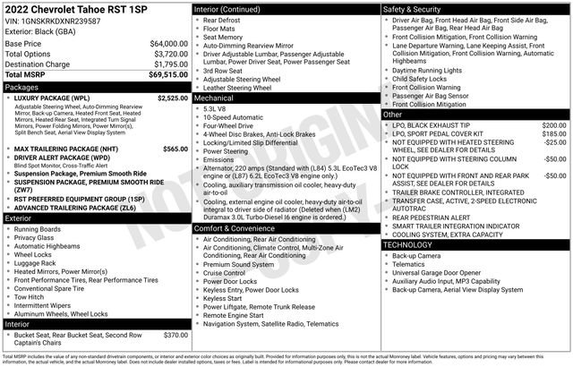 Used 2022 Chevrolet Tahoe RST w/ Luxury Package AWD/4WD image 7
