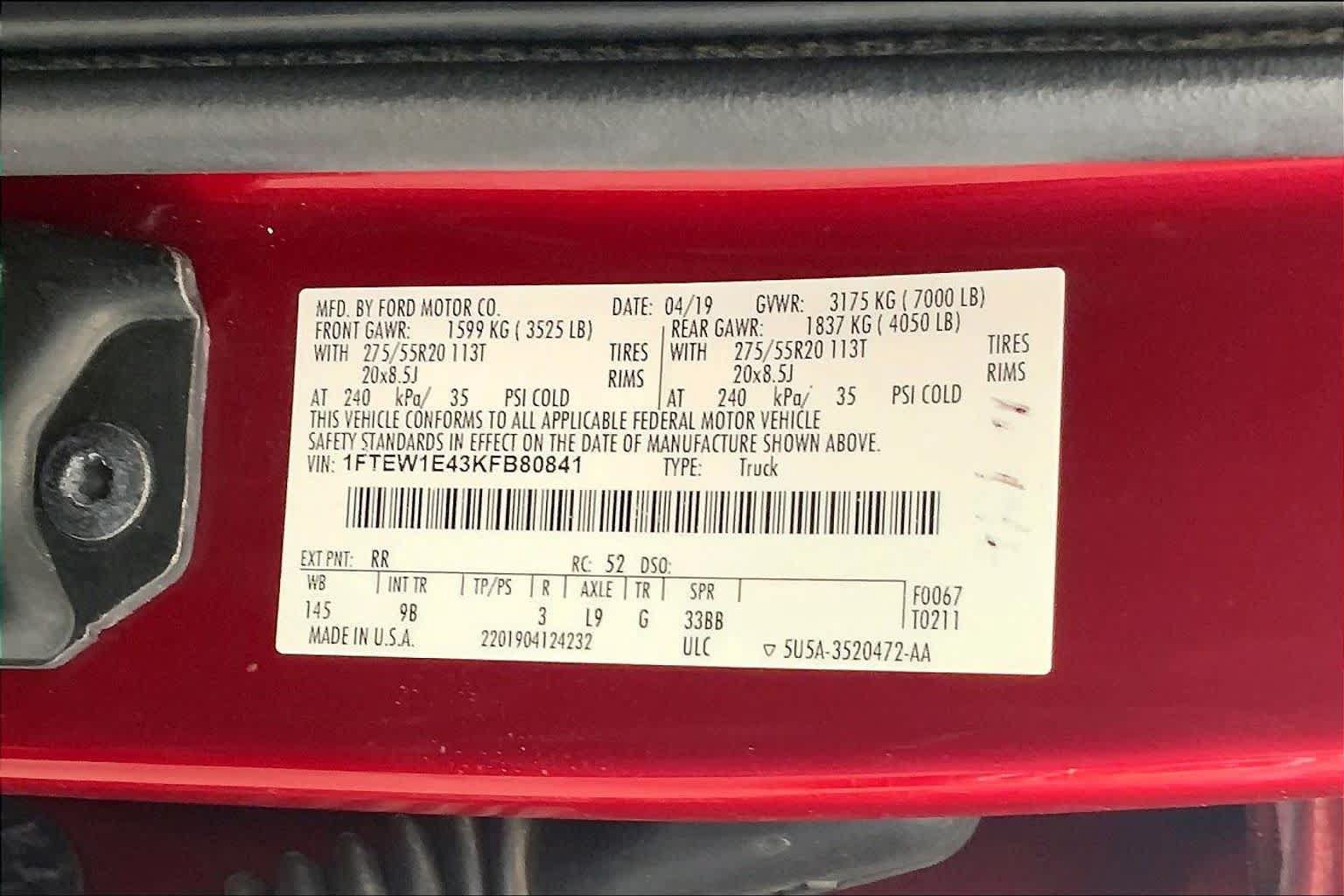 Certified 2019 Ford F150 Platinum w/ Equipment Group 701A Luxury AWD/4WD image 32