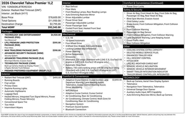 New 2026 Chevrolet Tahoe Premier AWD/4WD image 5