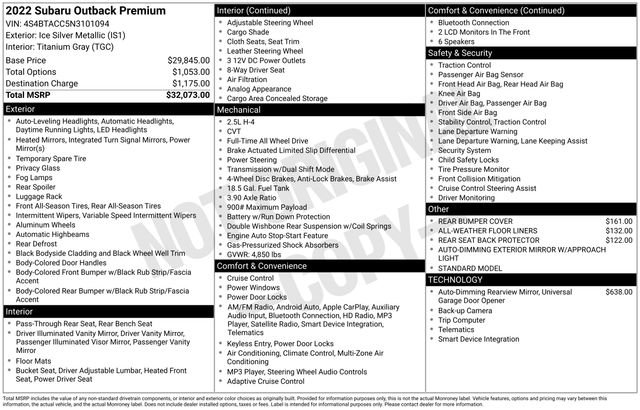 Used 2022 Subaru Outback Premium image 31