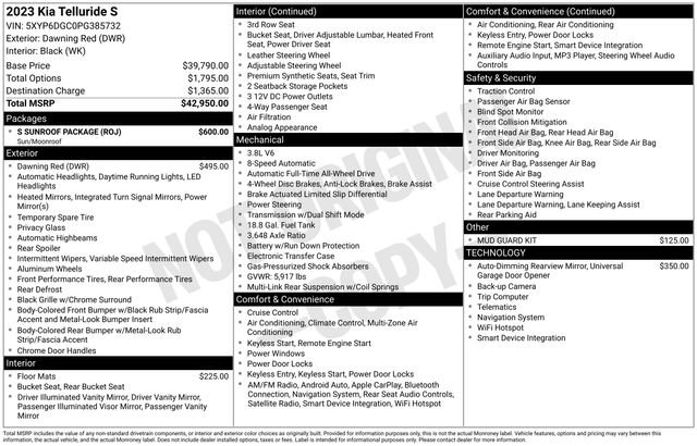 Certified 2023 Kia Telluride S w/ S Sunroof Package image 17