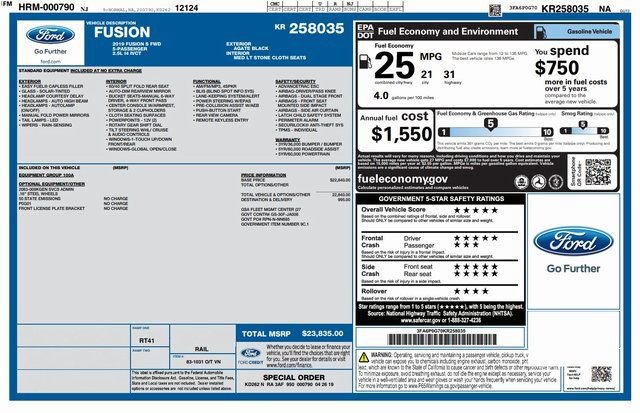 Used 2019 Ford Fusion S image 3