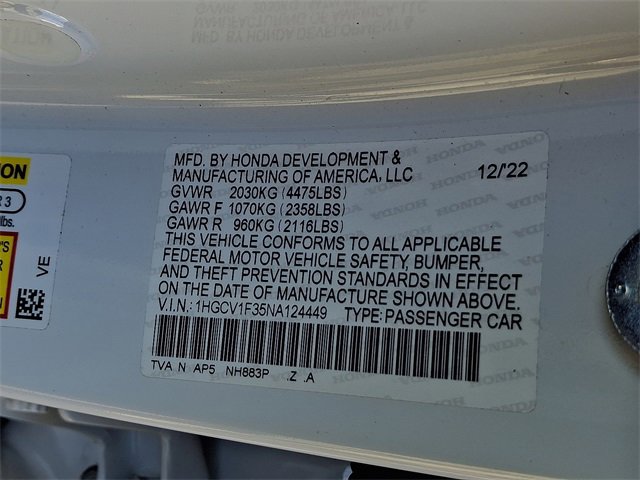 Certified 2022 Honda Accord Sport image 27