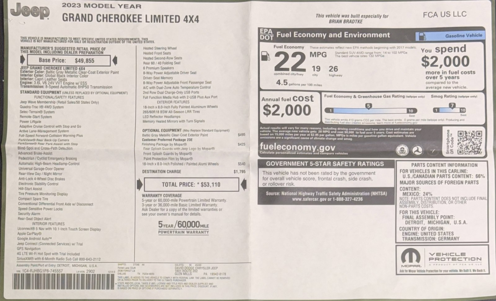 Used 2023 Jeep Grand Cherokee Limited w/ MOPAR Finishing Package AWD/4WD image 52