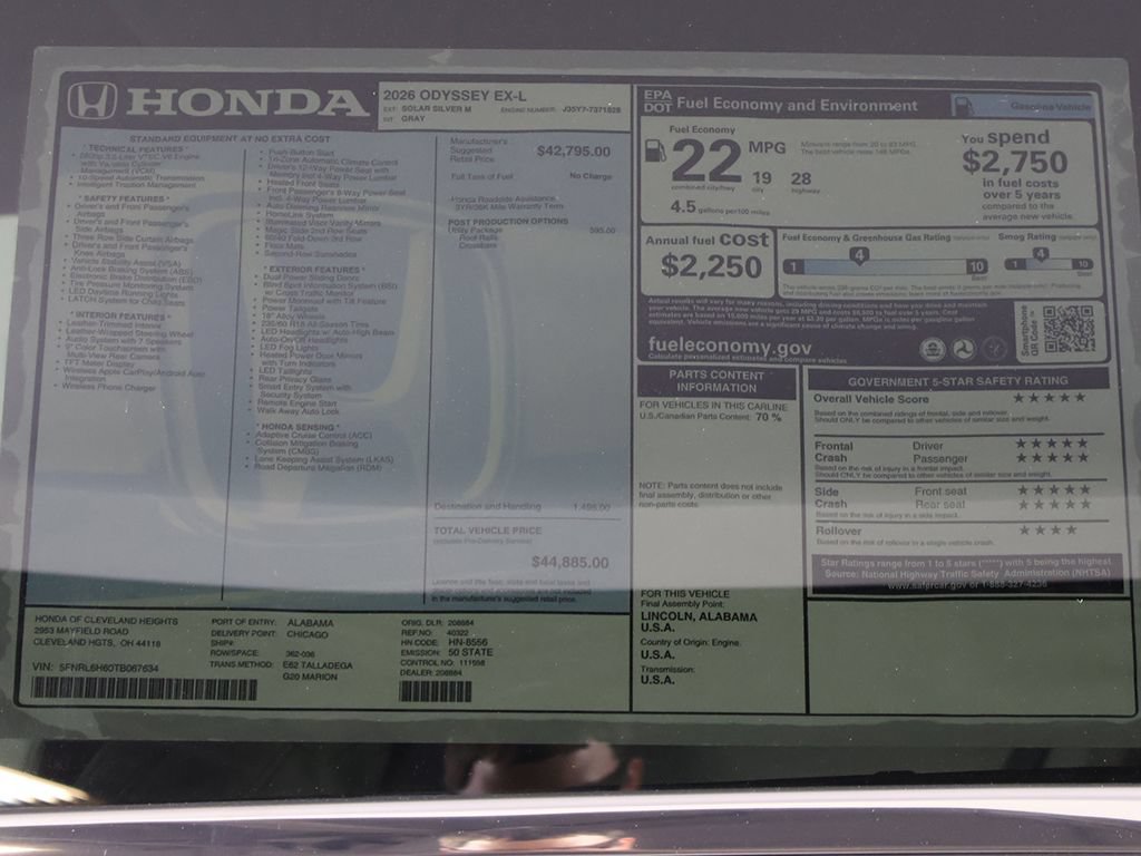 New 2026 Honda Odyssey EX-L image 23
