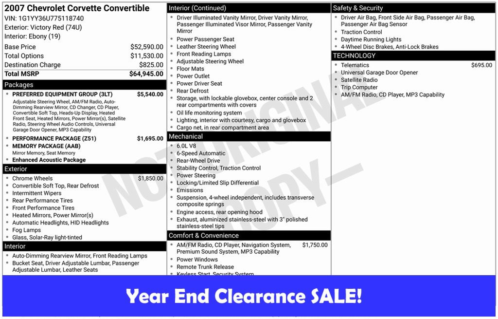 Used 2007 Chevrolet Corvette Convertible w/ Preferred Equipment Group