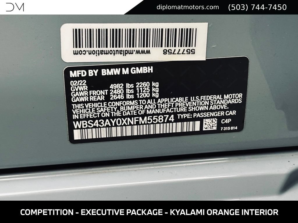 Used 2022 BMW M3 Competition w/ Executive Package AWD/4WD image 54