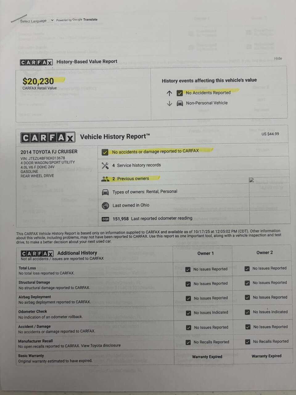 Used 2014 Toyota FJ Cruiser 2WD w/ Convenience Package image 4