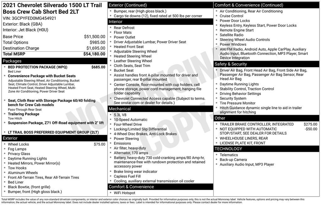 Certified 2021 Chevrolet Silverado 1500 LT Trail Boss w/ Bed Protection Package AWD/4WD image 2