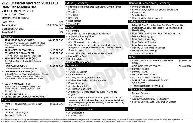 New 2026 Chevrolet Silverado 2500 LT w/ Trail Boss Package image 31