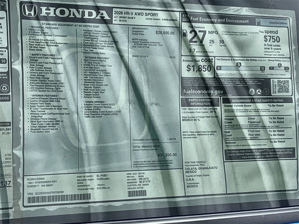 New 2026 Honda HR-V Sport image 31