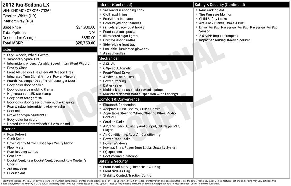 Used 2012 Kia Sedona LX image 3