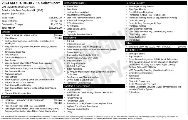 Certified 2024 MAZDA CX-30 AWD 2.5 S w/ Select Sport Pkg image 33