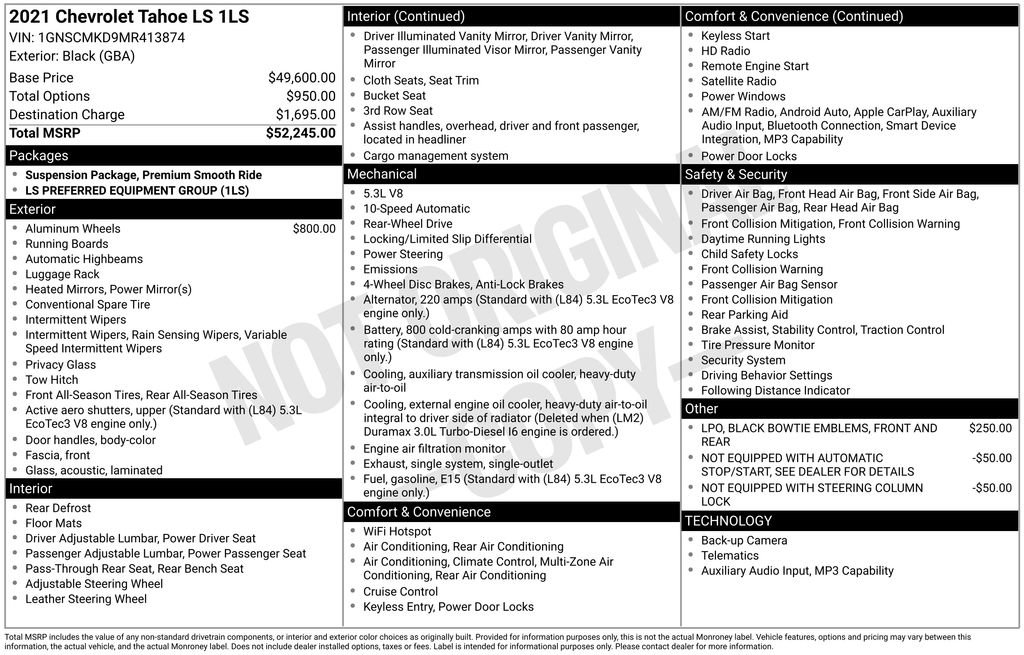 Used 2021 Chevrolet Tahoe LS RWD image 3