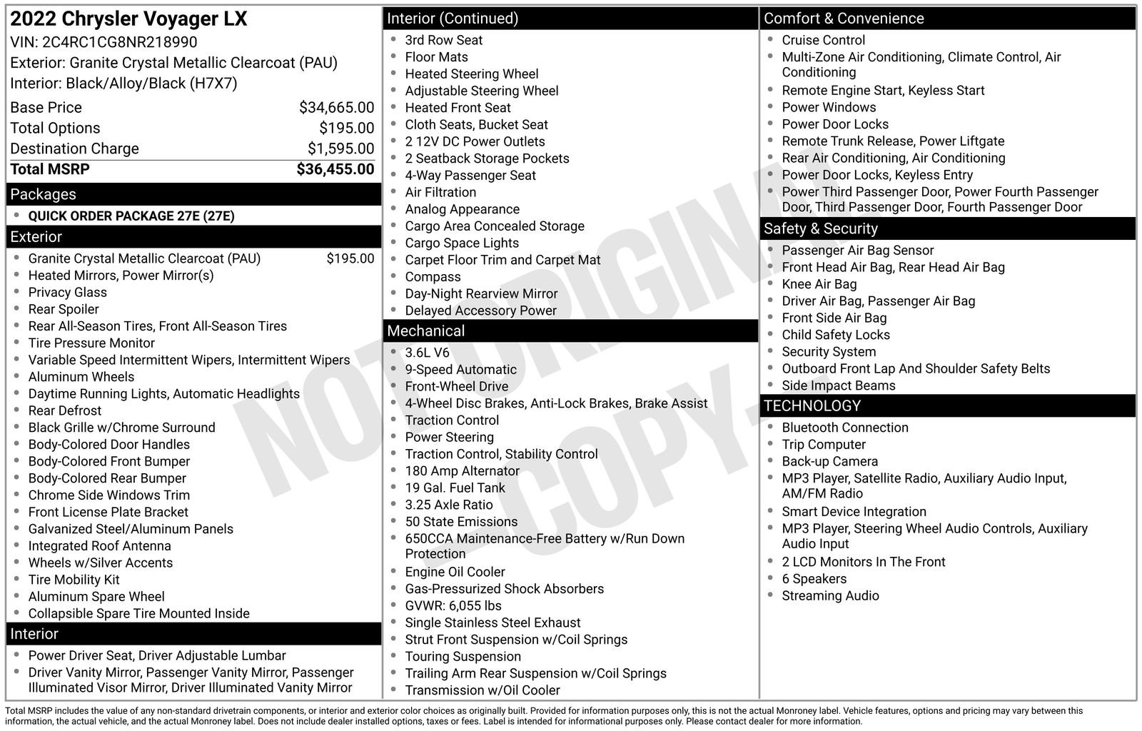Used 2022 Chrysler Voyager LX FWD image 34