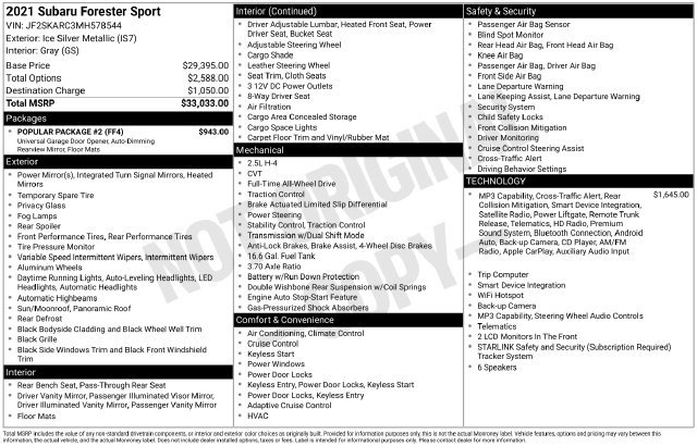 Used 2021 Subaru Forester Sport w/ Popular Package #2 AWD/4WD image 31